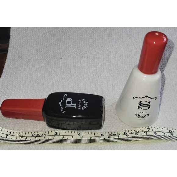 Wink Pink Nail Polish Salt & Pepper Shaker Set Retro Glass Kitchen Decor 4" - Picture 4 of 6